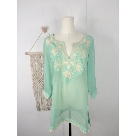 NWT Soft Surroundings Tamara Tunic Top Size Small Teal Turquoise - Picture 2 of 10